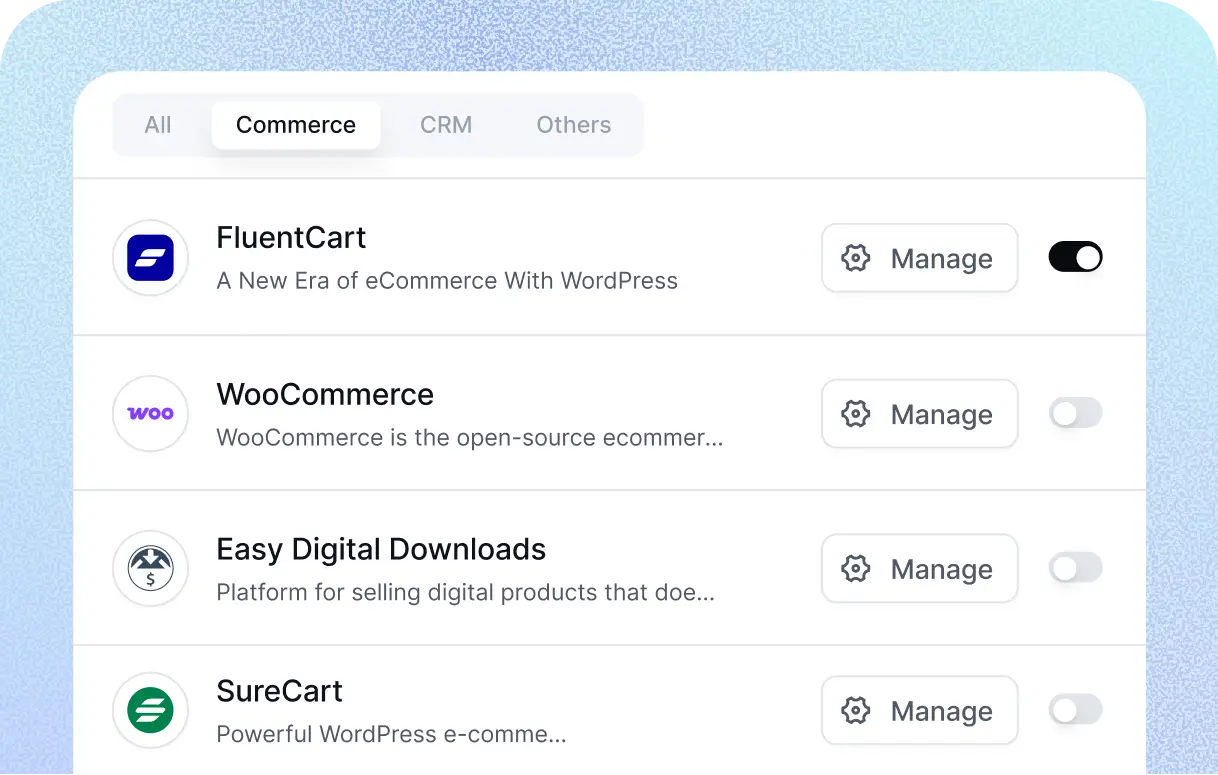 e commerce integration of FluentAffiliate
