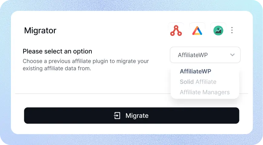 one click migrator home page