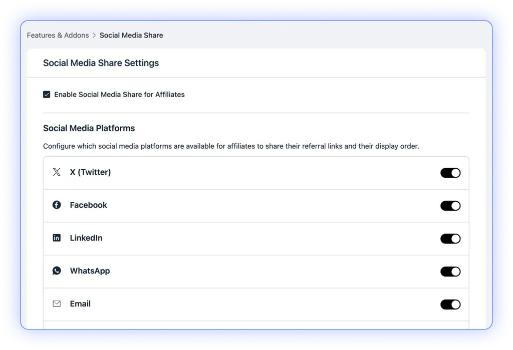 Social Media Sharing for Affiliates