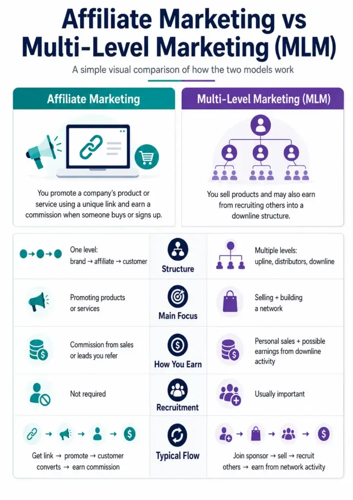 Affiliate Marketing vs MLM: The Core Differences