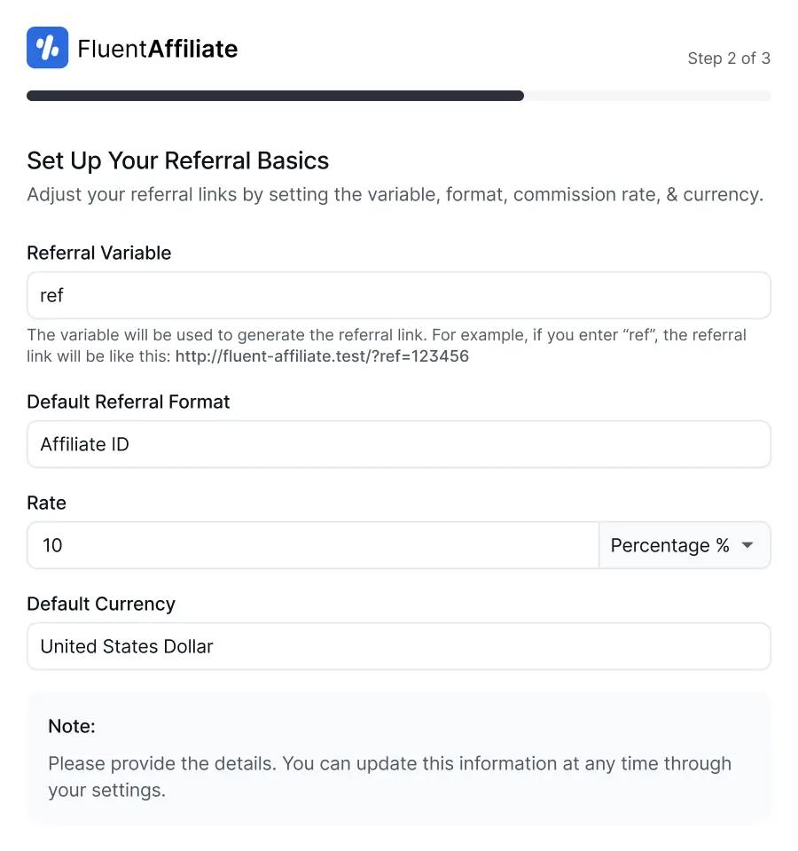 Onboarding Step 2: Set Your Default Commission