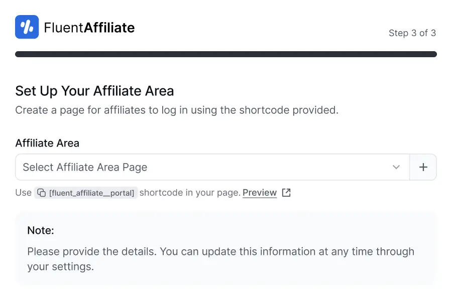 Onboarding Step 3: Create Your Affiliate Portal