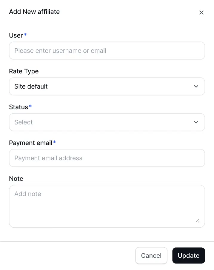Manually Add an Affiliate on FluentAffiliate