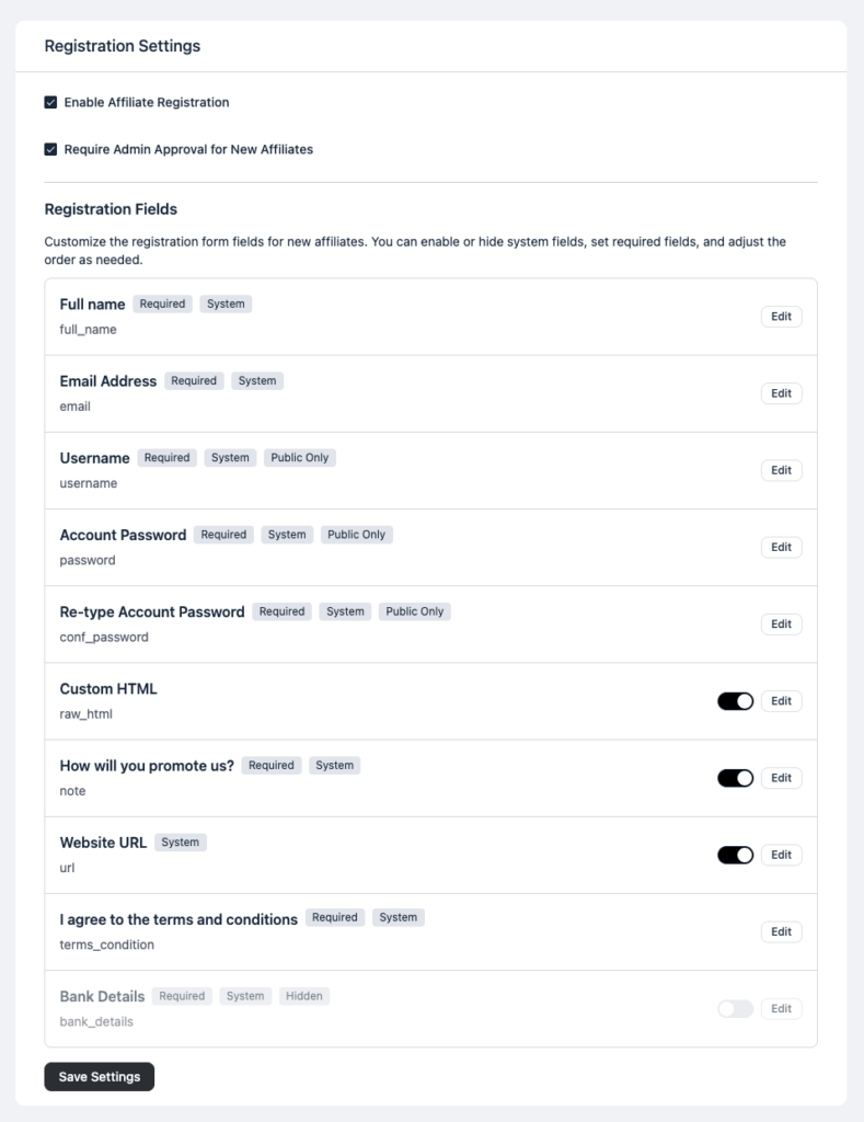 Set Up FluentAffiliate Registration Settings