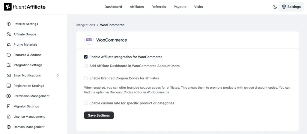 start affiliate program for woocommerce with fluentaffiliate